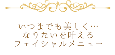 いつまでも美しく・・・・なりたいを叶えるフェイシャルメニュー　